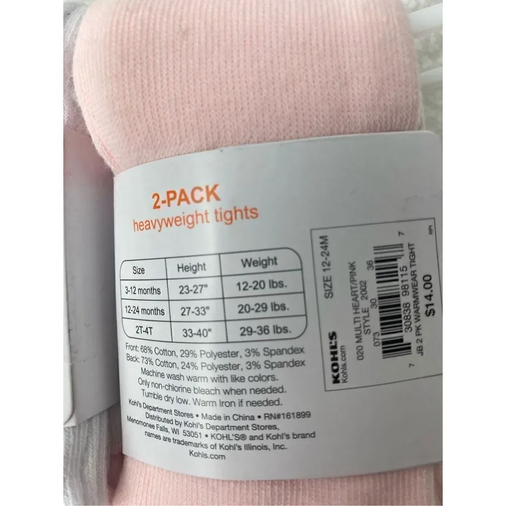 Jumping Beans®Girls 12-24Months Two 2- Pack Warmwear Tights
